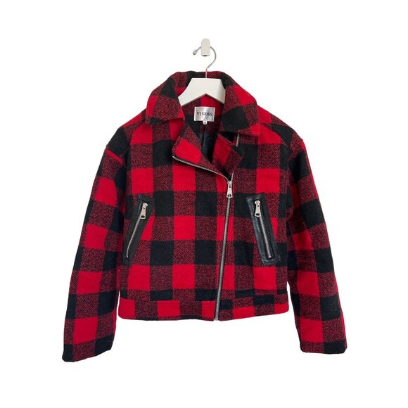 Vigoss Red Buffalo Check Moto Jacket - Picture 2 of 6
